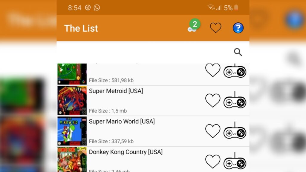 Esta es la lista de juegos del Mejor Emulador de Super Nintendo en android