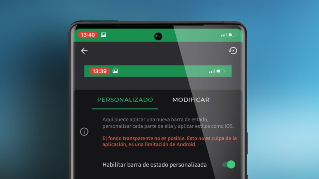 Barra Estilo iOS 15 Con Reloj Rojo en Android